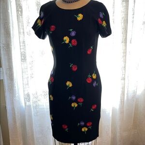 Liz Claiborne  Floral Black Dress